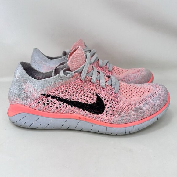 Nike Shoes - Nike Free RN Flyknit 2017 Running Shoes Gray Orange Women’s Size 7